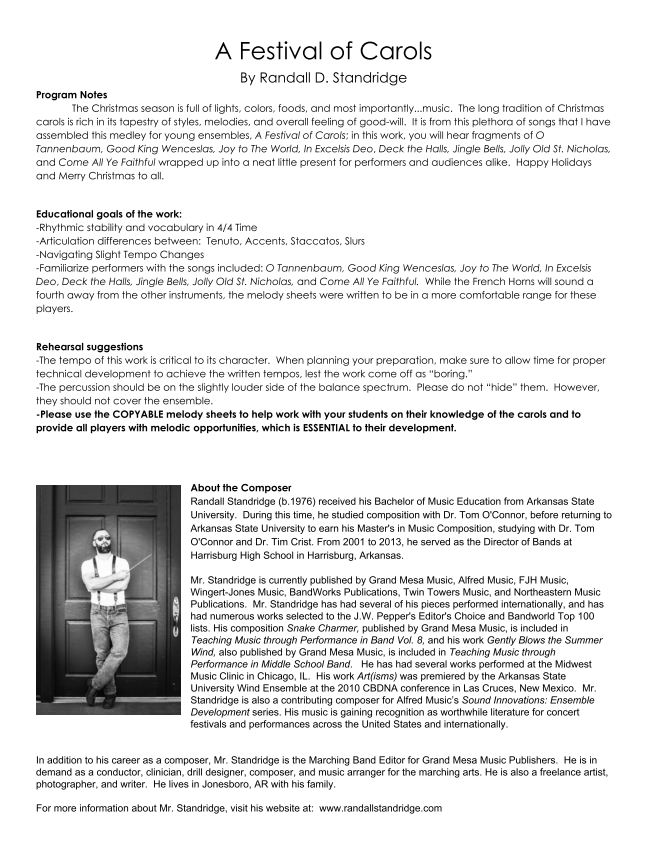 Randall Standridge Music Grade 1.5 - A Festival of Carols