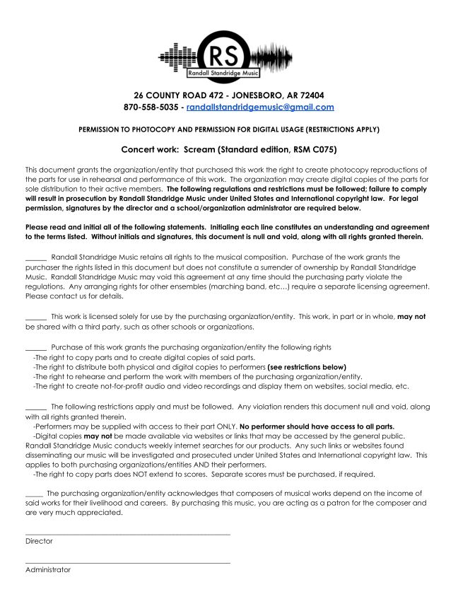 Randall Standridge Music Grade 1.5 - Scream