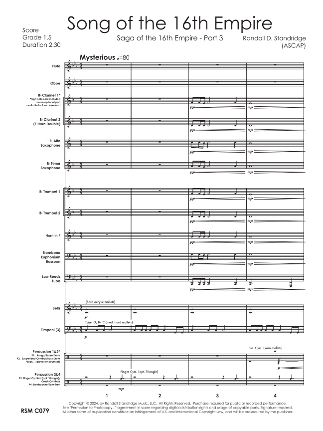 Randall Standridge Music Grade 1.5 - Song of the 16th Empire
