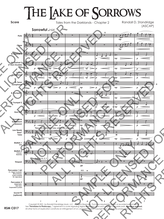 Randall Standridge Music Grade 1.5 - Lake Of Sorrows