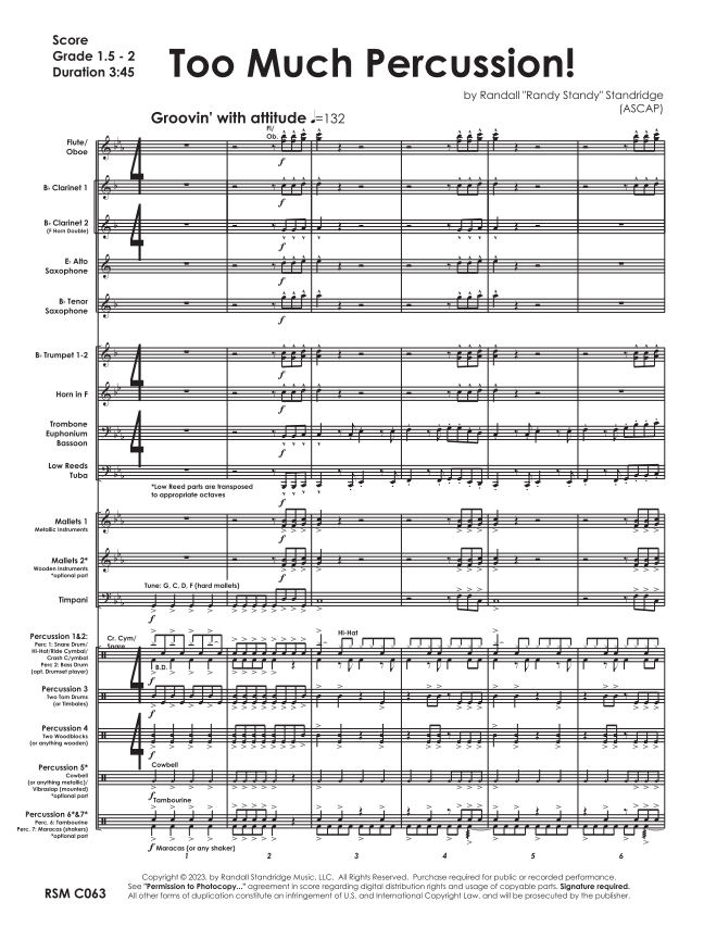 Randall Standridge Music Grade 1.5 - Too Much Percussion