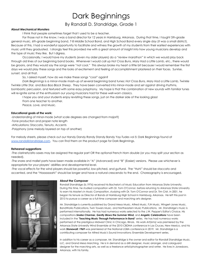 Randall Standridge Music Grade 1 - Dark Beginnings