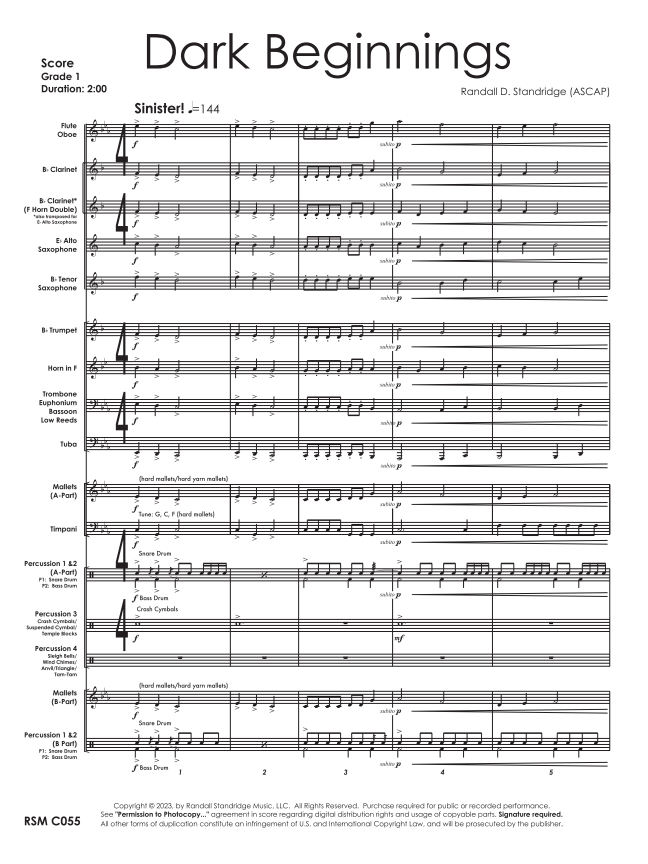 Randall Standridge Music Grade 1 - Dark Beginnings