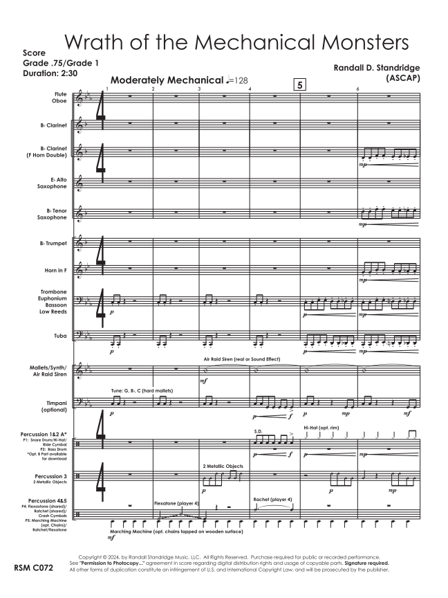 Randall Standridge Music Grade 1 - Wrath of the Mechanical Monsters