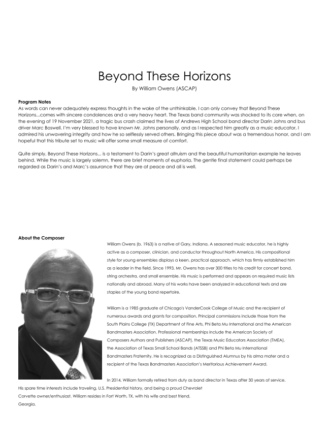 Randall Standridge Music Grade 2.5 - Beyond These Horizons