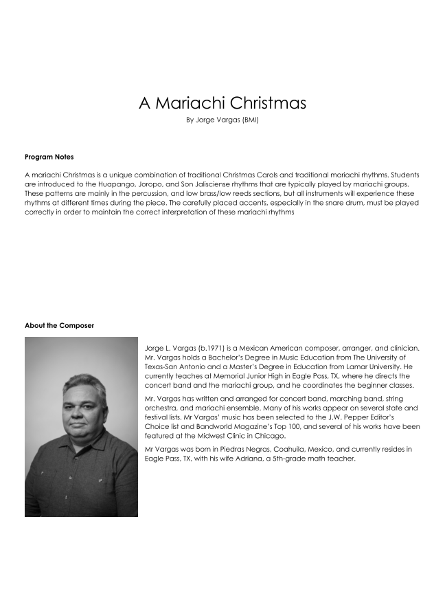 Randall Standridge Music Grade 2 - A Mariachi Christmas