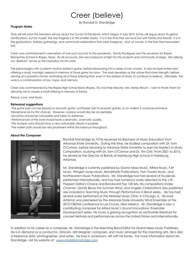 Randall Standridge Music Grade 2 - Creer (believe)