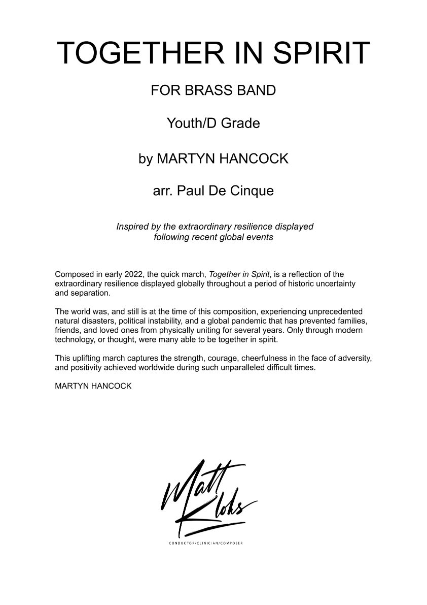 Brass Band - C/D Grade - Together in Spirit