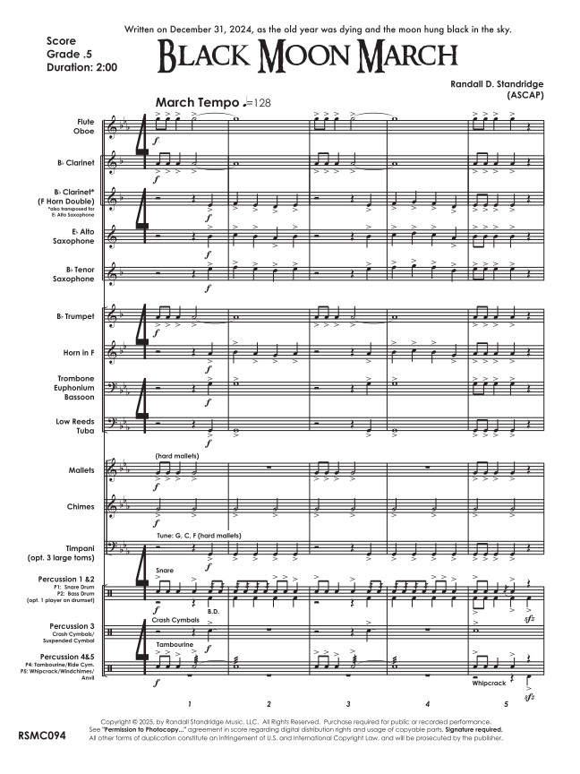 Randall Standridge Music Grade 0.5 - Black Moon March
