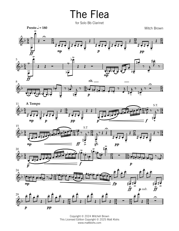 Solo Bb Clarinet - Critters - Five Miniatures