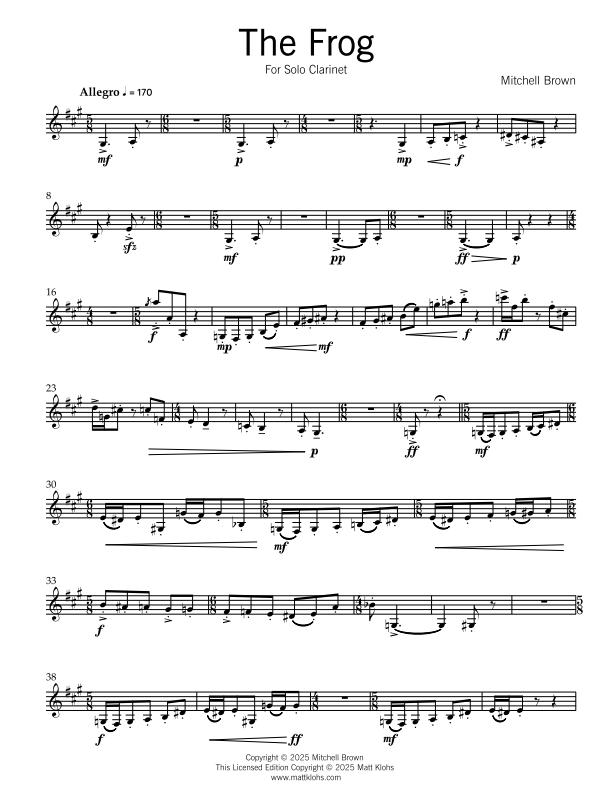 Solo Bb Clarinet - Critters - Five Miniatures