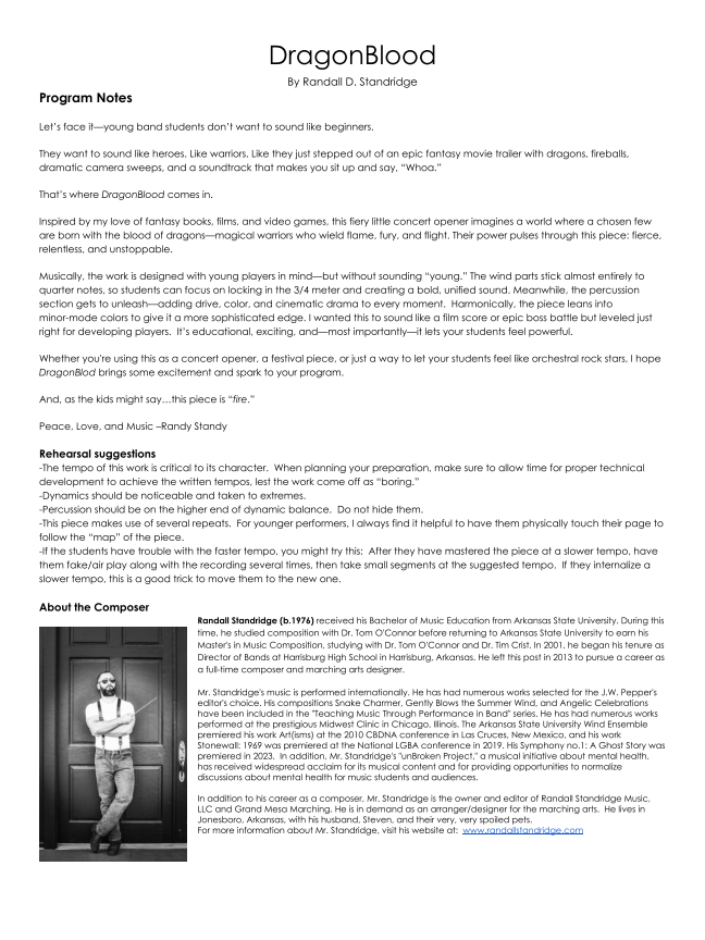 Randall Standridge Music Grade 0.5 - Dragon Blood