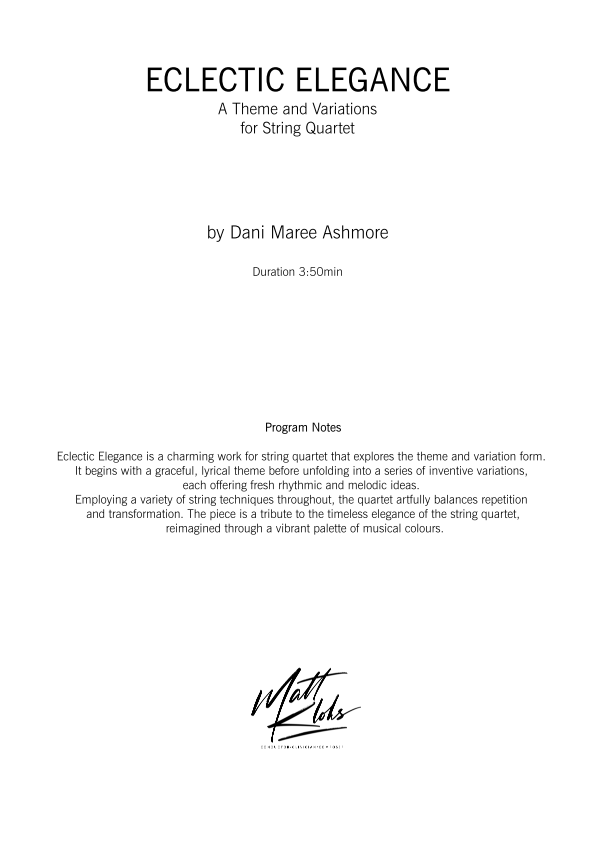 String Quartet - Intermediate - Eclectic Elegance