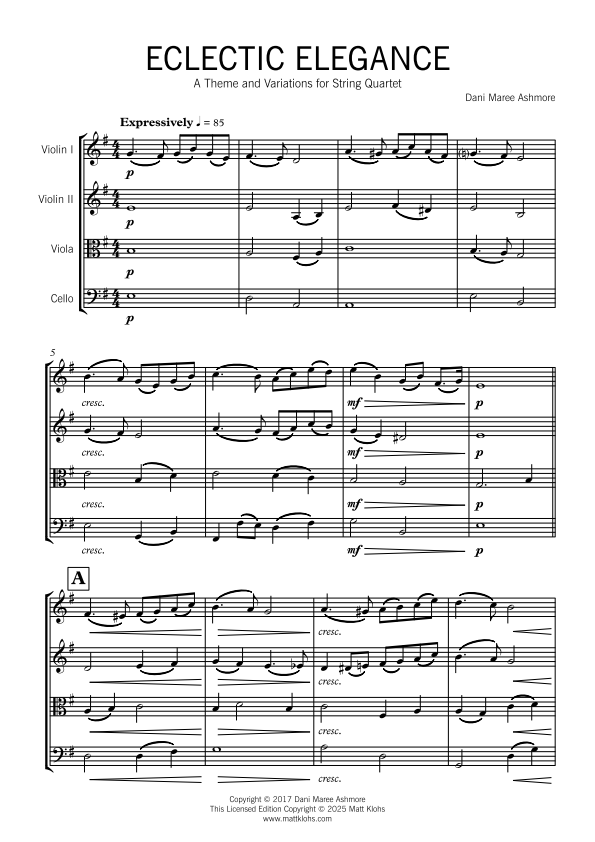 String Quartet - Intermediate - Eclectic Elegance