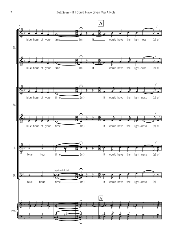 If I Could Have Given You A Note - Large (50 to 75 Voices) SSAATB Choir - Sally Greenaway