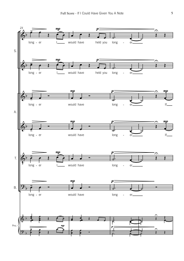 If I Could Have Given You A Note - Large (50 to 75 Voices) SSAATB Choir - Sally Greenaway