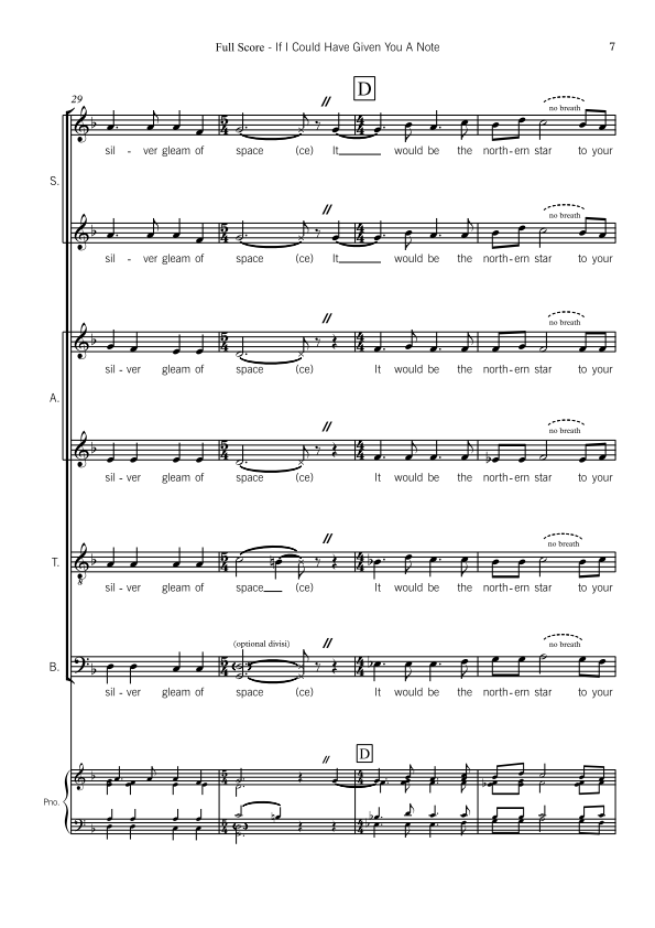 If I Could Have Given You A Note - Large (50 to 75 Voices) SSAATB Choir - Sally Greenaway