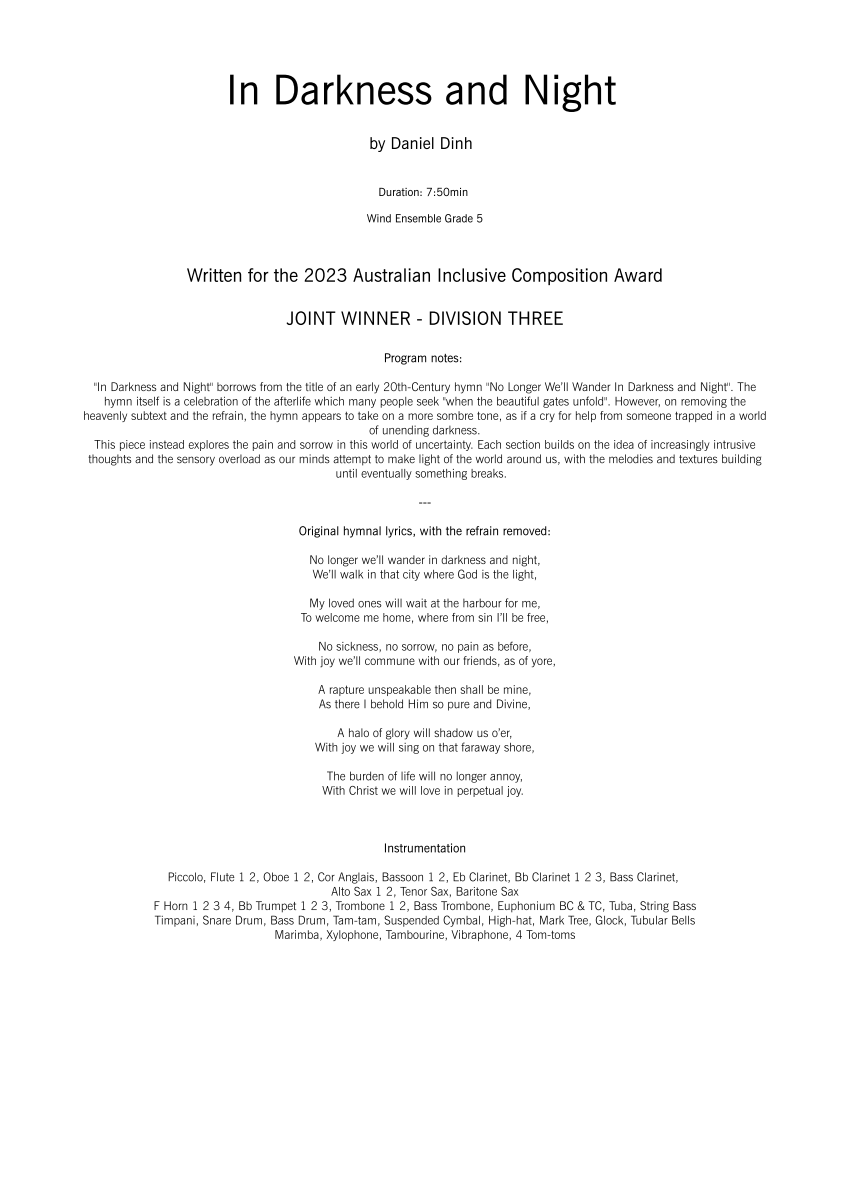 Grade 5 - In Darkness & Night