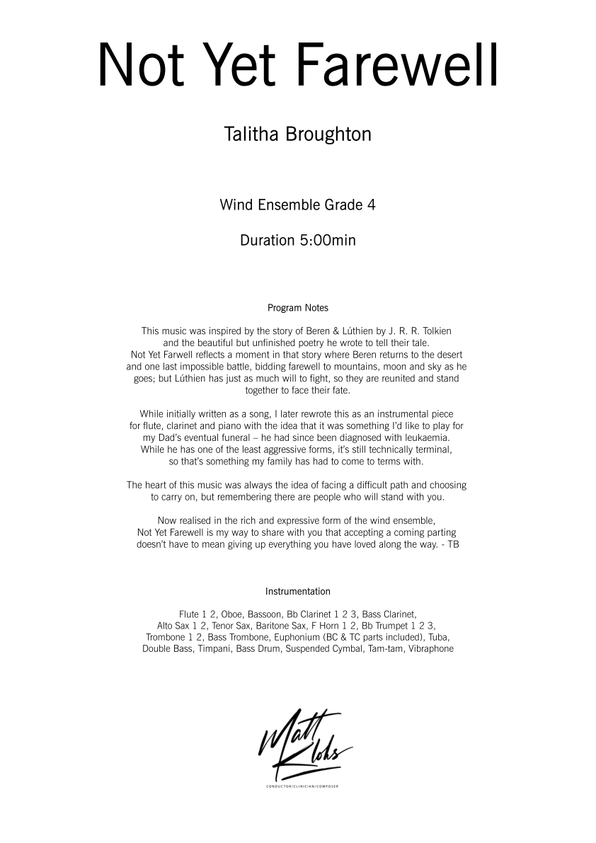 Grade 4 - Not Yet Farewell