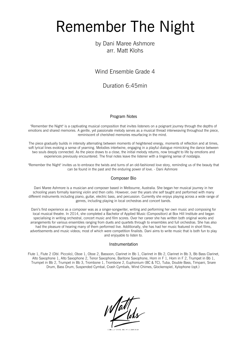 Grade 4 - Remember The Night