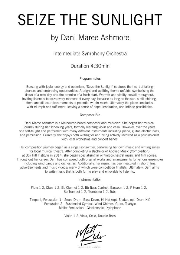 Symphony Orchestra - Intermediate - Seize The Sunlight