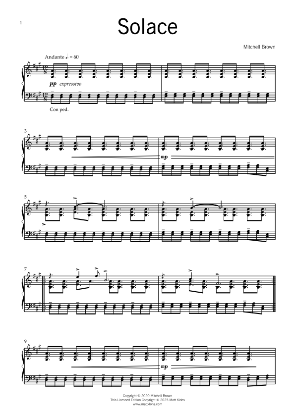 Solace - Piano Solo - Grade 5-6