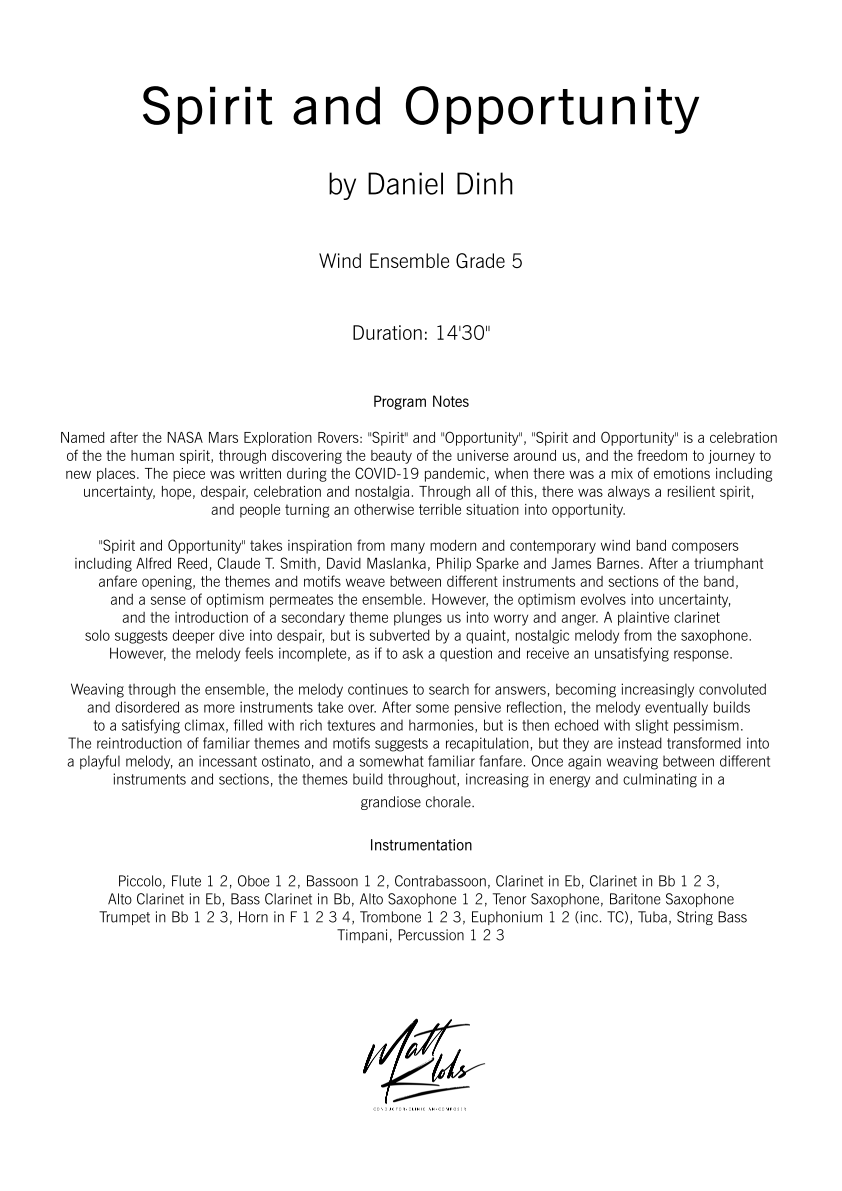 Grade 5 - Spirit and Opportunity