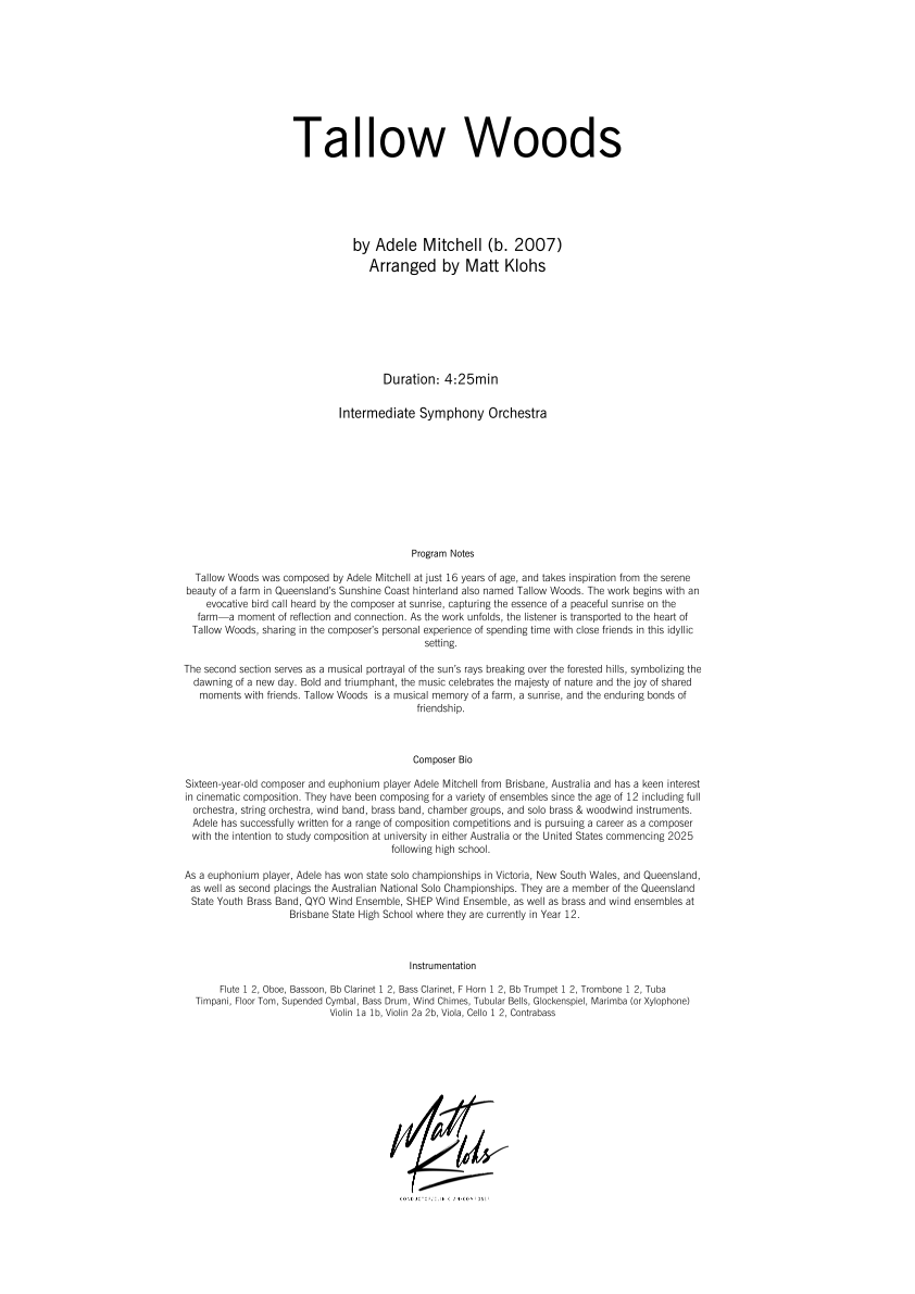 Symphony Orchestra - Intermediate - Tallow Woods