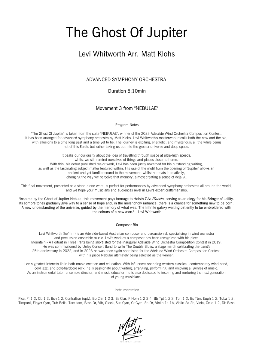 Symphony Orchestra - Advanced - The Ghost Of Jupiter