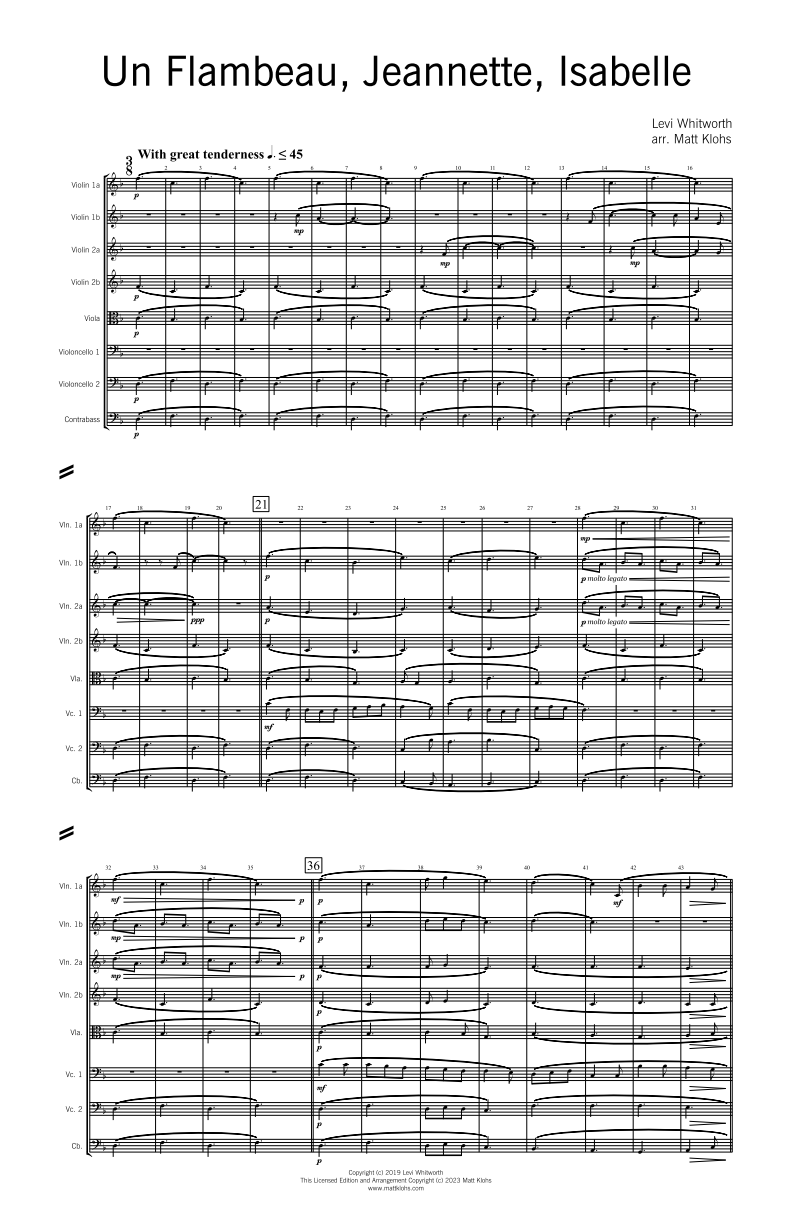 String Orchestra - Intermediate - Un Flambeau, Jeanette, Isabelle