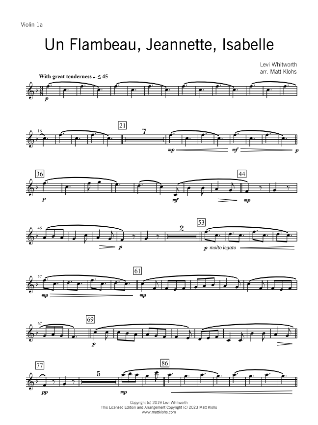 String Orchestra - Intermediate - Un Flambeau, Jeanette, Isabelle