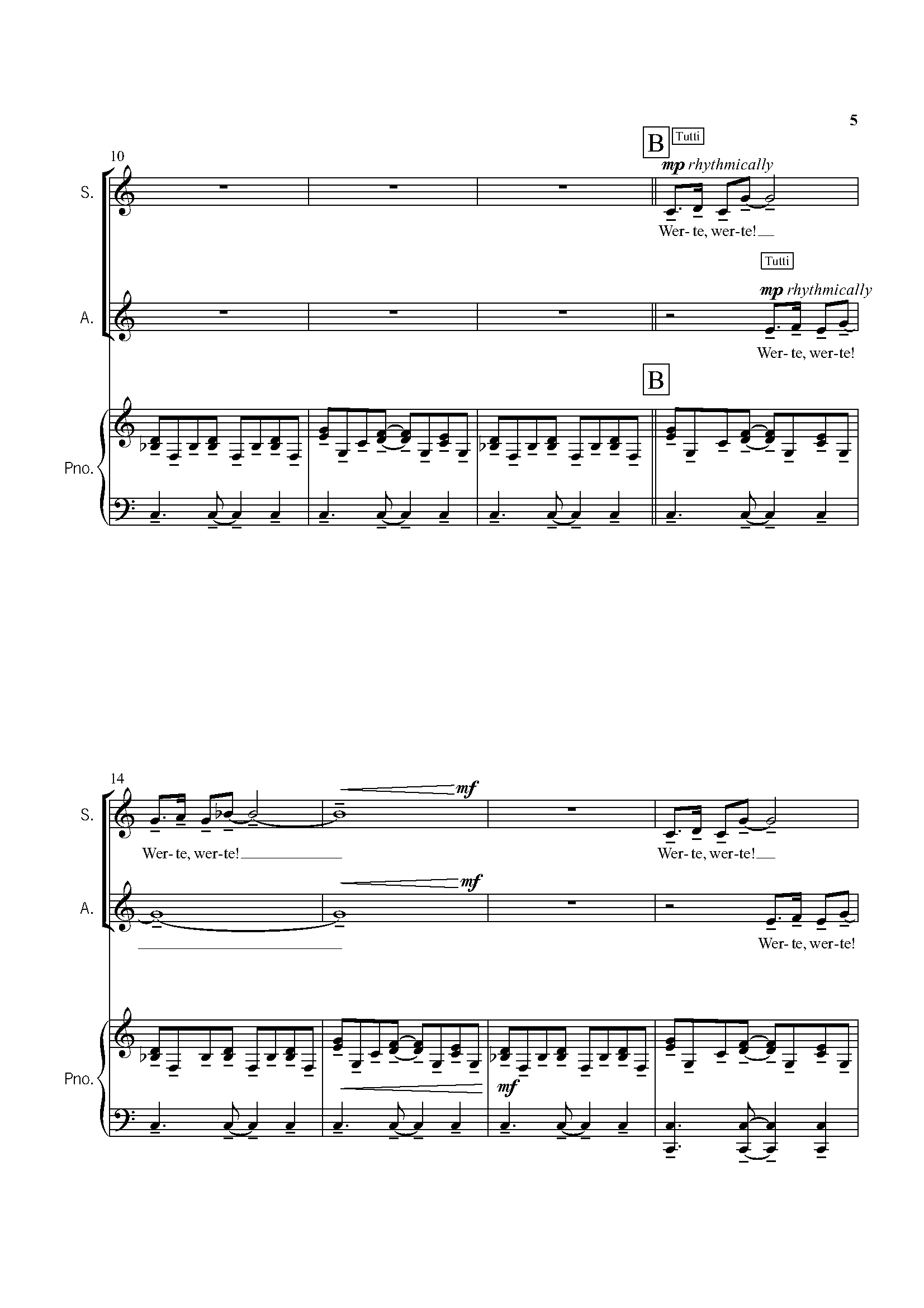Werte! - Medium (up to 50 Voices) 2-Part Treble Choir - Rachel Hocking