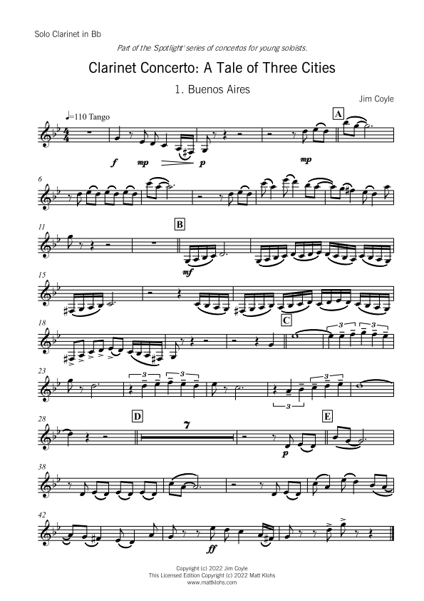 Spotlight Concerto Series - A Tale Of Three Cities - Clarinet