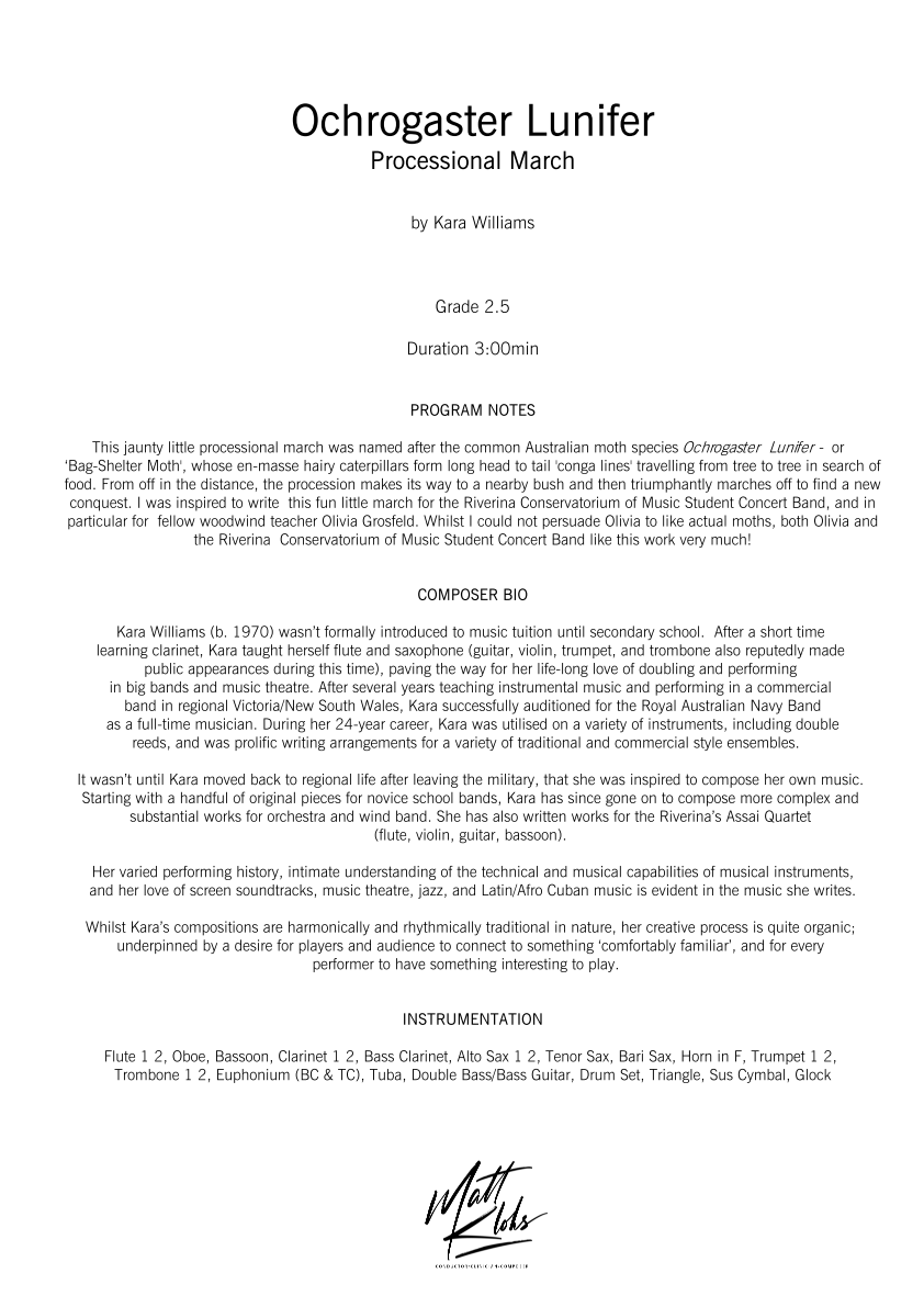 Grade 2.5 - Ochrogaster Lunifer (Processional March)