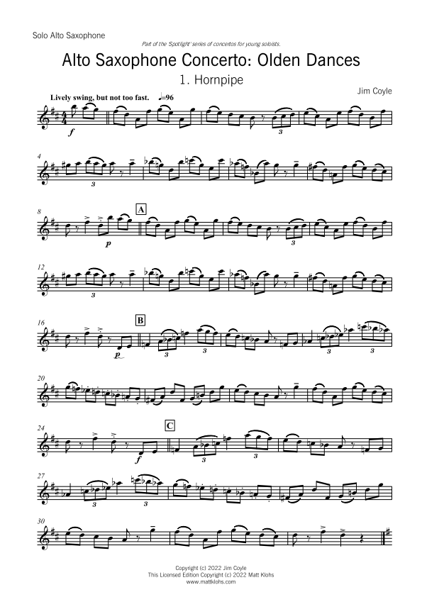 Spotlight Concerto Series - Olden Dances - Alto Sax