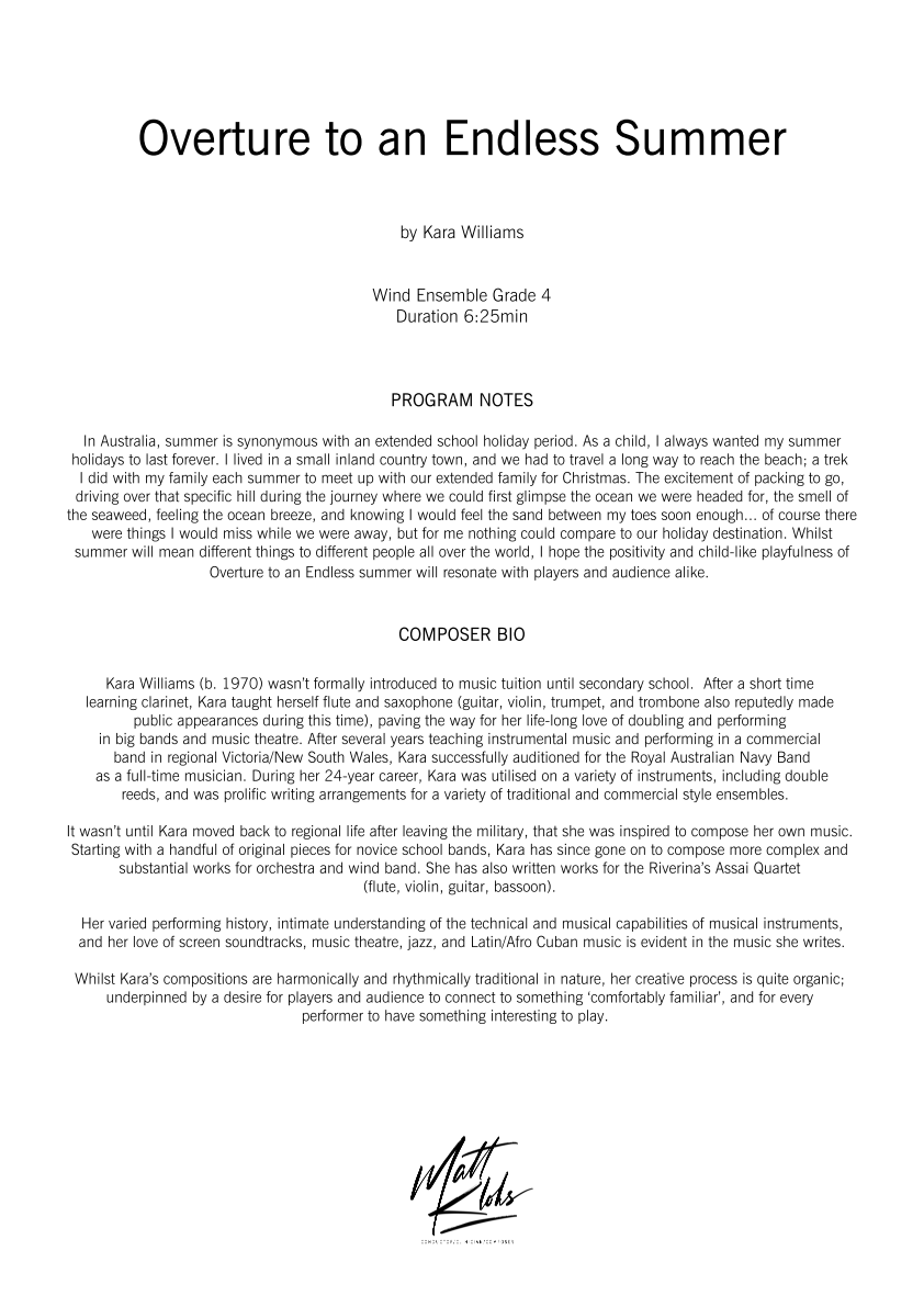 Grade 4 - Overture To An Endless Summer