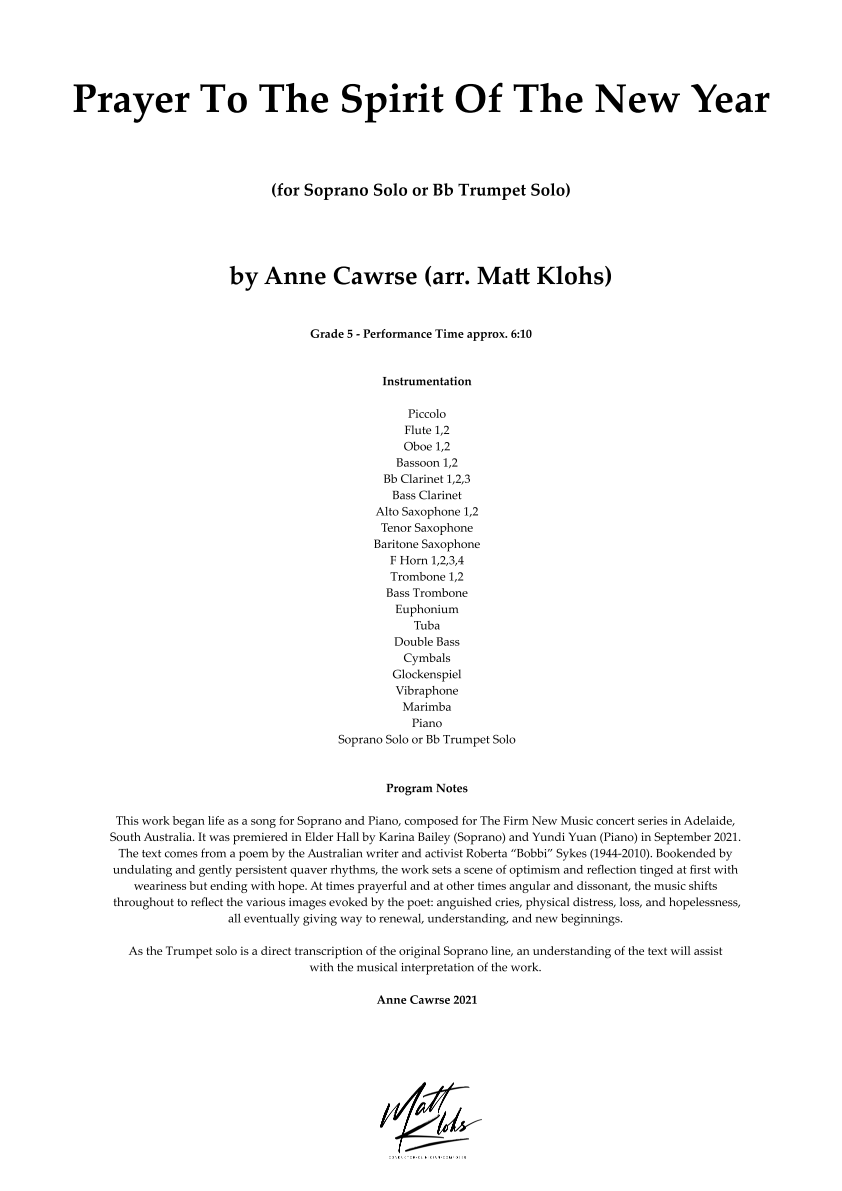 Grade 5 - Prayer To The Spirit Of The New Year