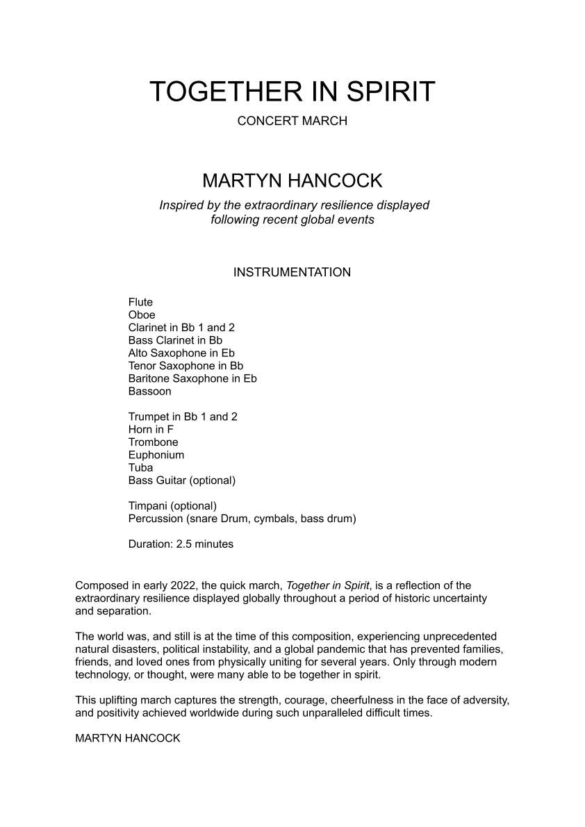 Grade 2.5 - Concert March - Together In Spirit