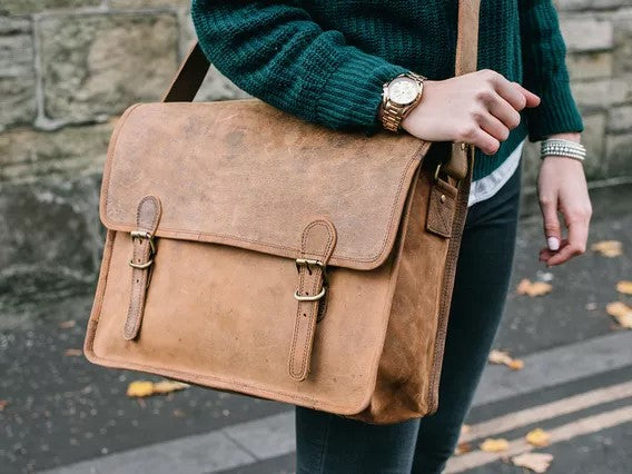 Leather Large Vintage Satchel 16"