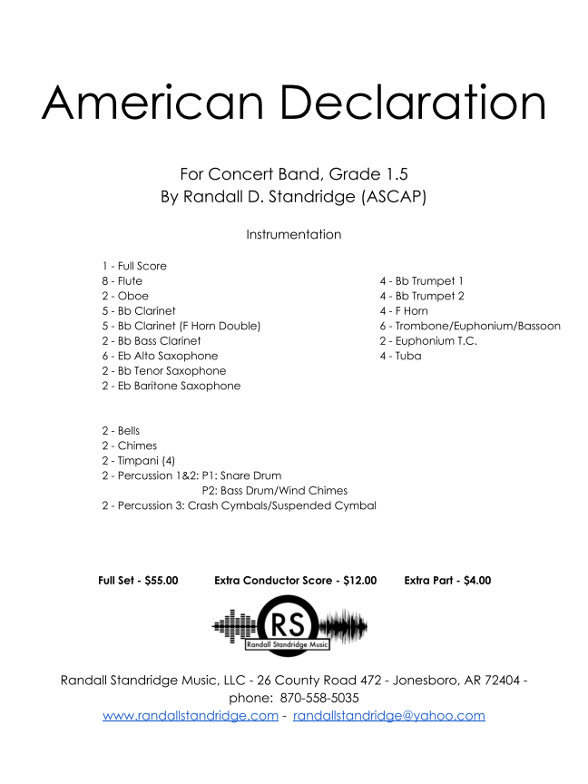 Randall Standridge Music Grade 1.5 - American Declaration