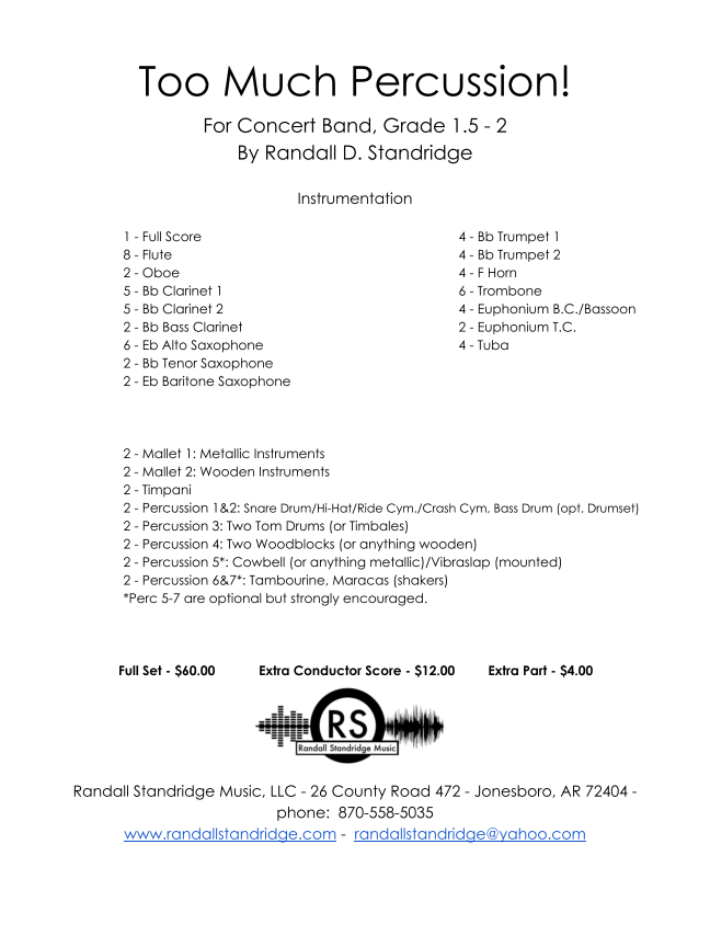 Randall Standridge Music Grade 1.5 - Too Much Percussion