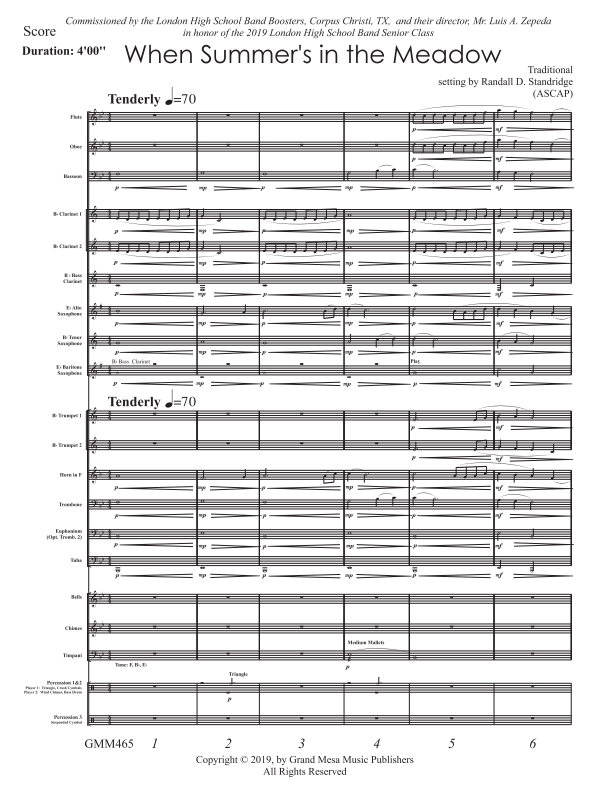 Randall Standridge Music Grade 1 - When Summer's In The Meadow