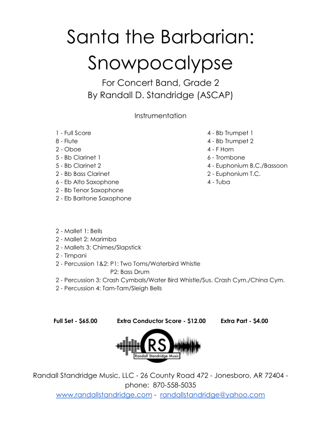 Randall Standridge Music Grade 2 - Santa The Barbarian: Snowpocalypse