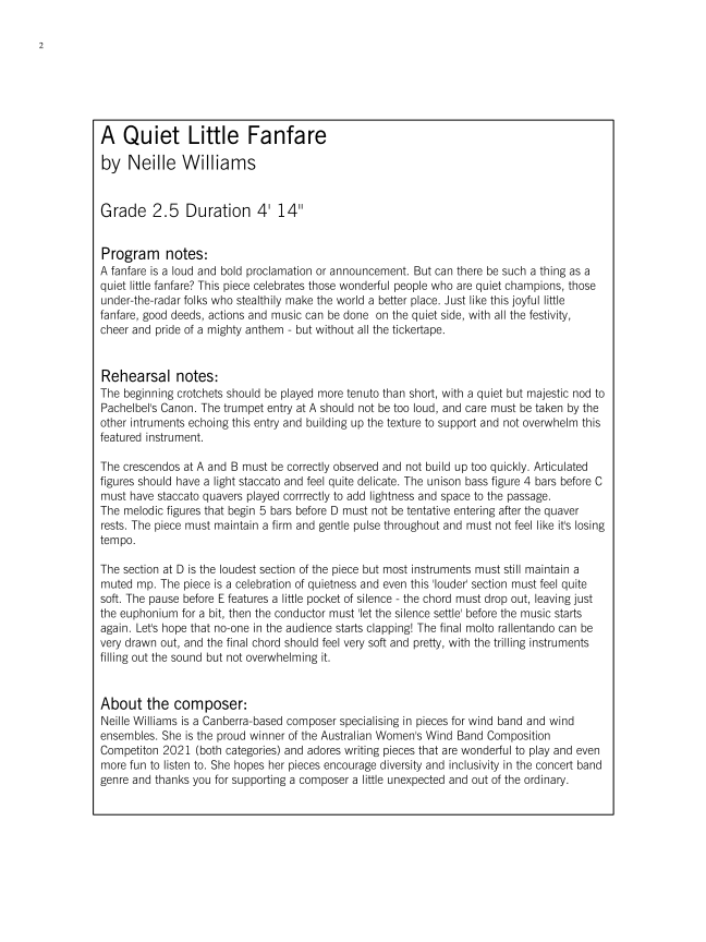 Grade 2.5 - A Quiet Little Fanfare