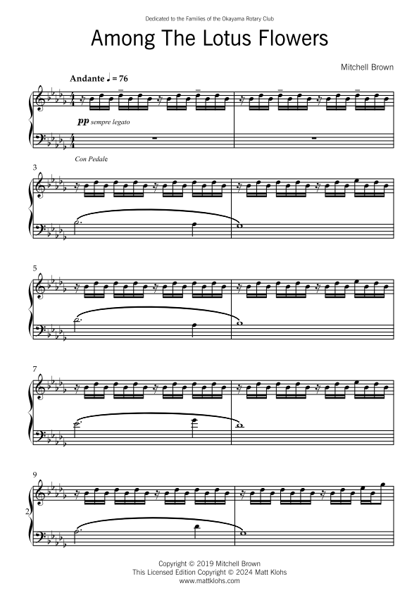 Among The Lotus Flowers - Piano Solo - Grade 4-5