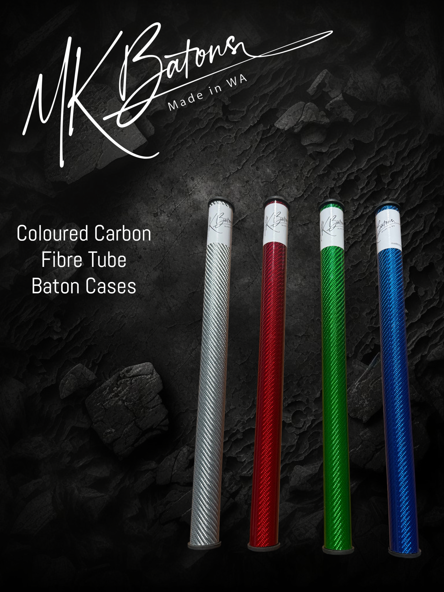 MK Batons - 40cmx3cm Carbon Fibre Tube Case (Holds 2 Batons) - Various Colours