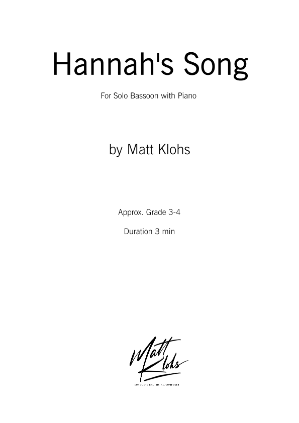 Solo Bassoon with Piano Accompaniment - Hannah's Song