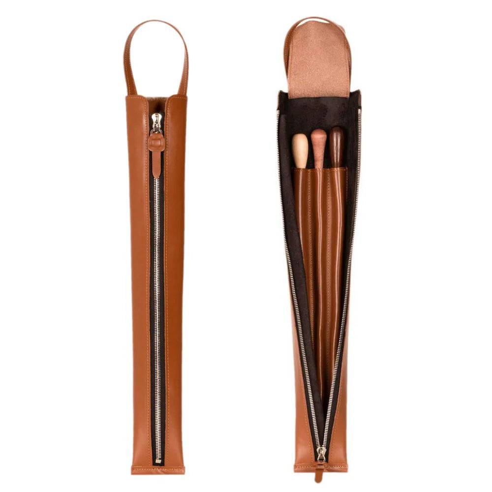 Zip-up Leather Baton Case - Holds 3 batons & 2 pencils