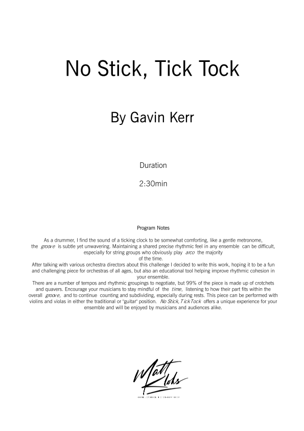 String Orchestra - Intermediate - No Stick, Tick Tock