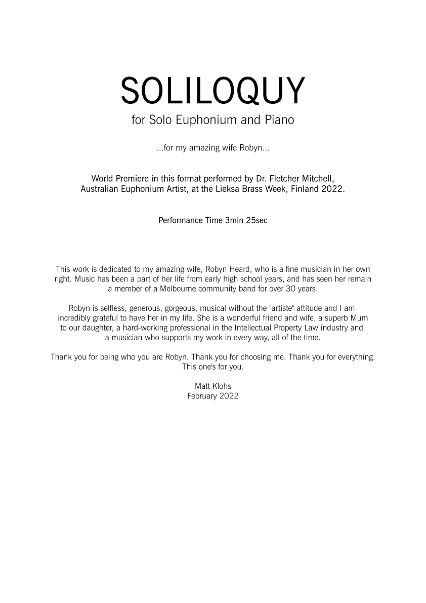 Solo Euphonium with Piano Accompaniment - Soliloquy